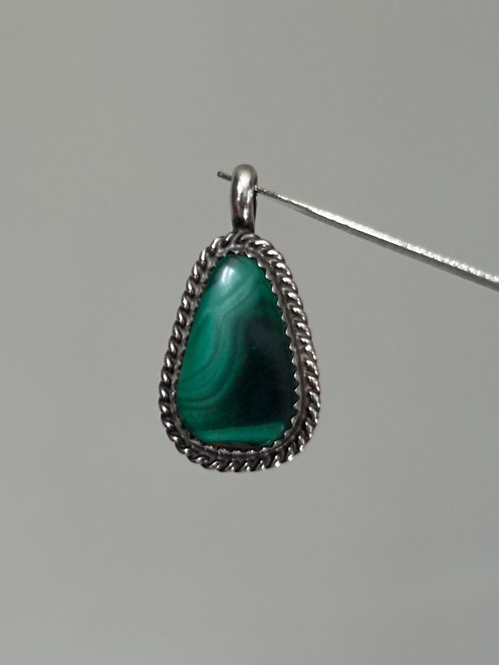 Sterling Silver Green Malachite Teardrop Pendant